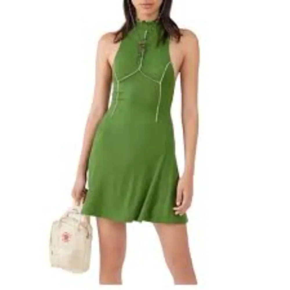 Urban Outfitters Deja Seamed Ribbed Cutout Back High Neck Mini Dress‎ Size Large